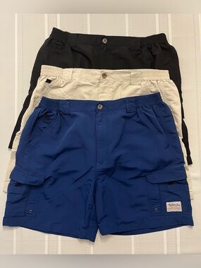 Set of 3 BIMINI BAY Men's Cargo Shorts - Blue, Black, Cream